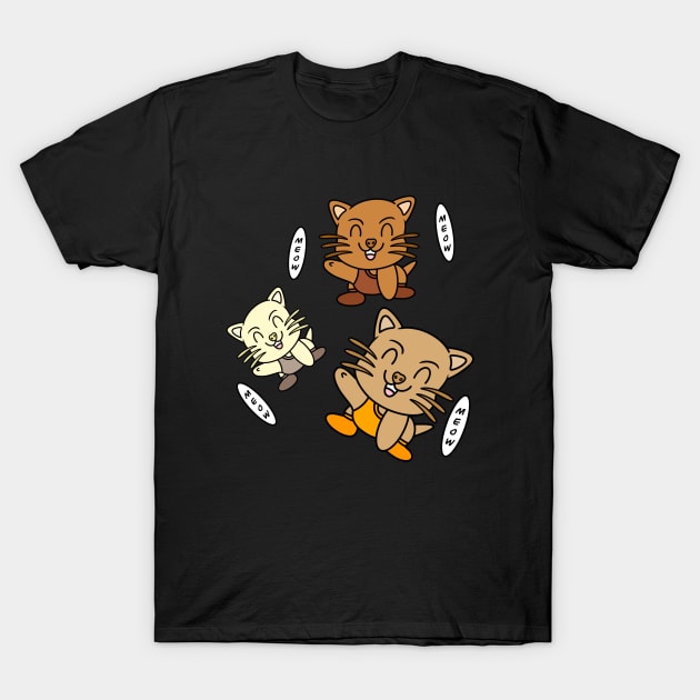 Cute kawaii smiling cats T-Shirt by Andrew Hau